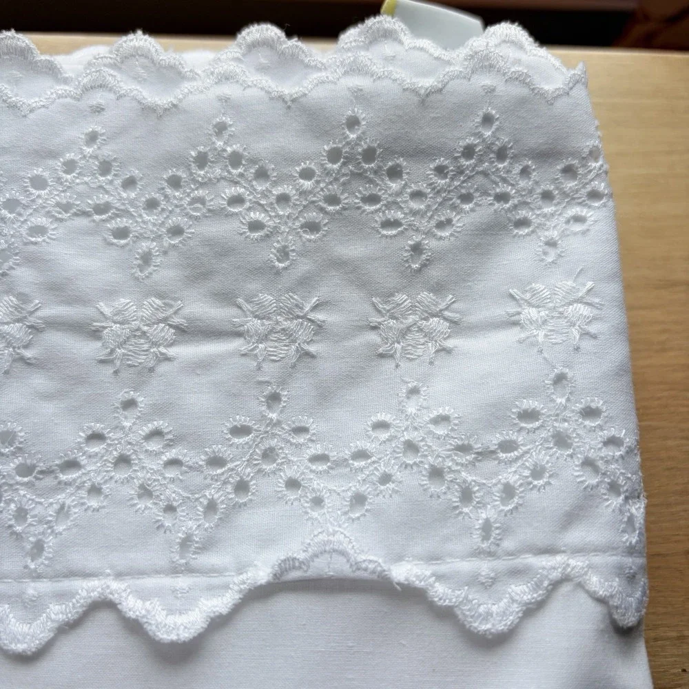 Vintage Lands End Coming Home Twin Sheet White New Eyelet Made In USA